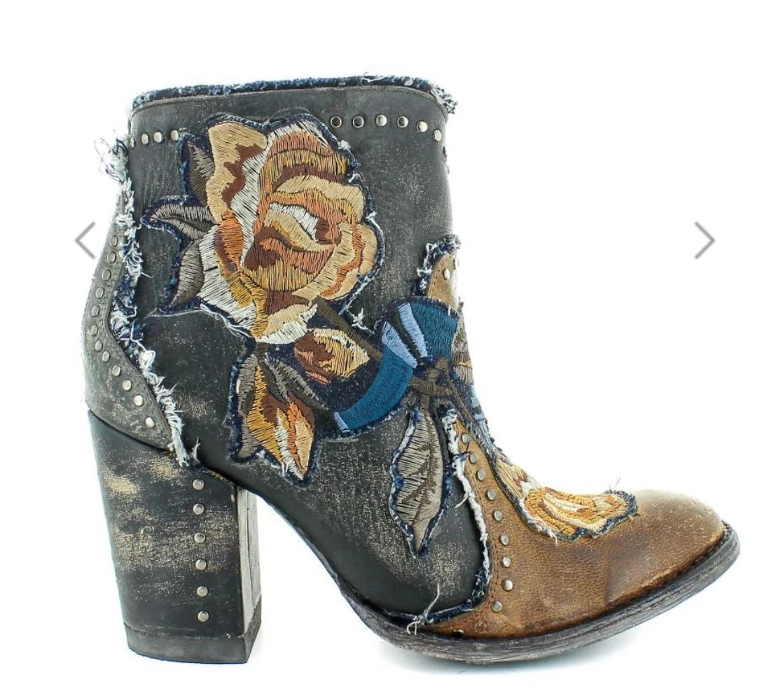 Old Gringo Carla Floral Bootie - Denim Blue 2 Old Gringo Carla Floral Bootie - Denim Blue - Image 2