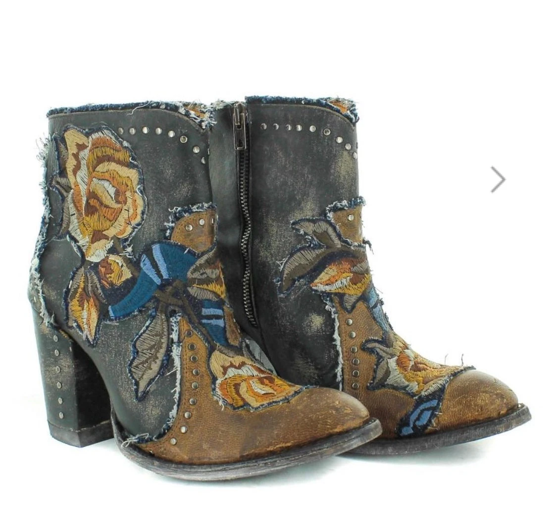 Old Gringo Carla Floral Bootie - Denim Blue 4 Old Gringo Carla Floral Bootie - Denim Blue - Image 4