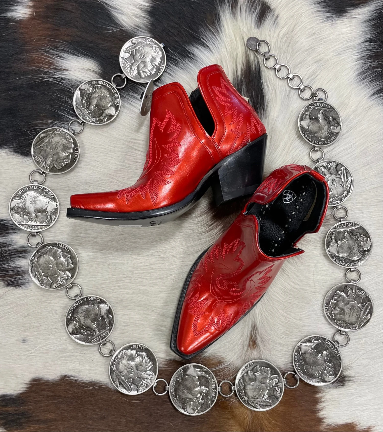 Queen Of Hearts Red Ankle Booties 2 Queen Of Hearts Red Ankle Booties - Image 2