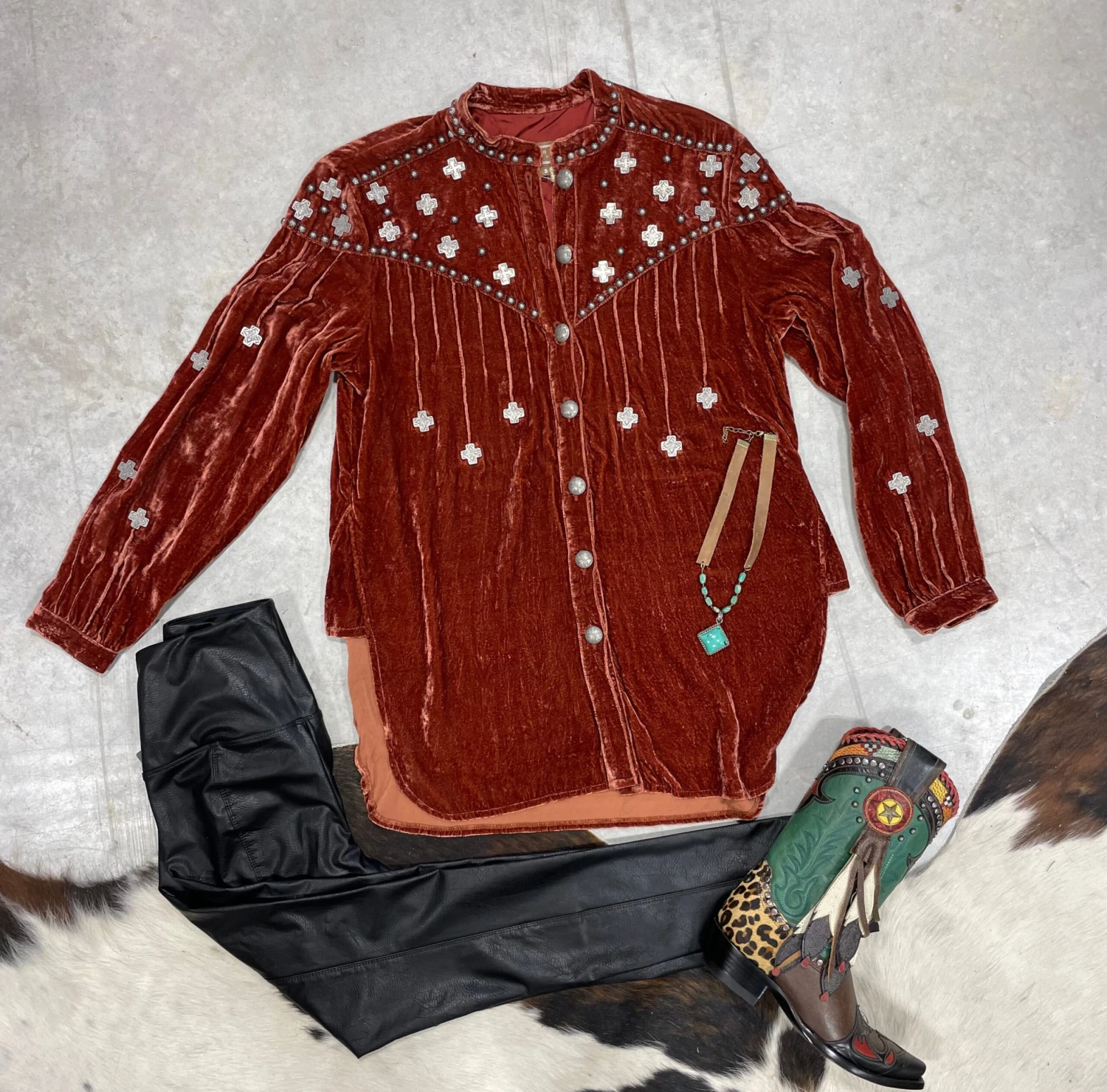 Rustic Cross Velvet Shirt By Double D 1 Rustic Cross Velvet Shirt By Double D