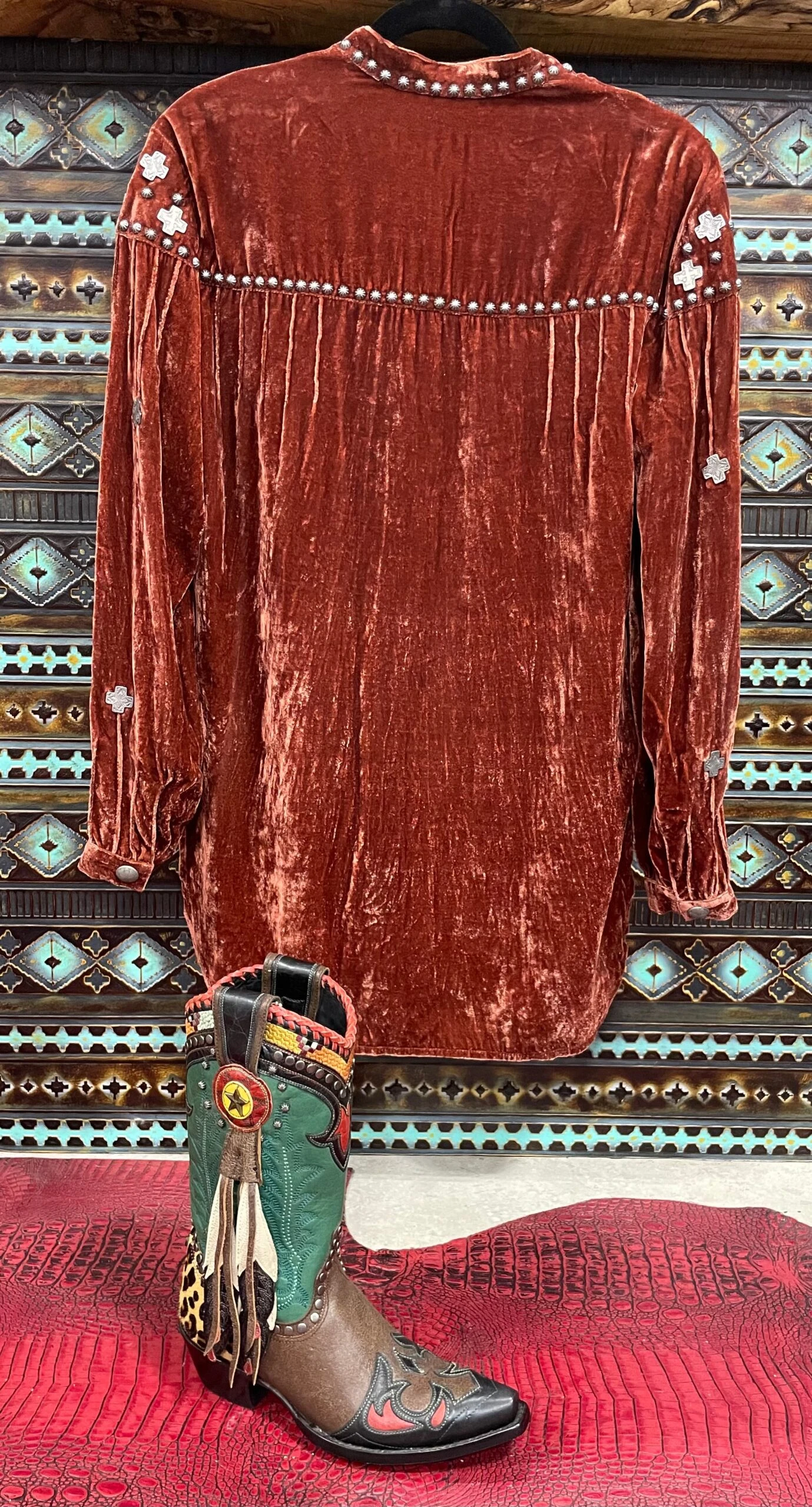 Rustic Cross Velvet Shirt By Double D 3 Rustic Cross Velvet Shirt By Double D - Image 3