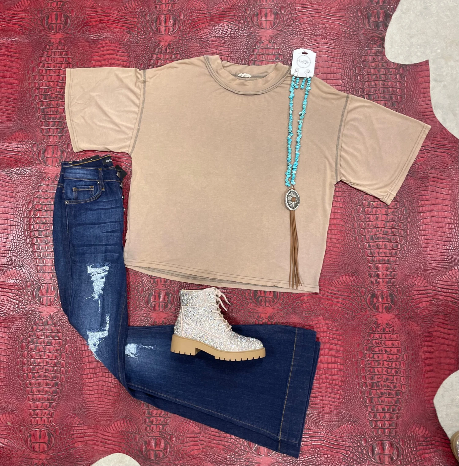 Oversized Taupe Tee By POL Clothing 1 Oversized Taupe Tee By POL Clothing