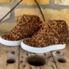 Stella Fringe Moccasin Wedge Booties - Leopard