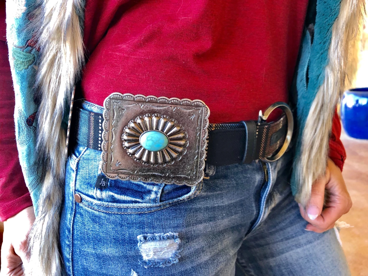 Black Serape Concho Belt 2 Black Serape Concho Belt - Image 2